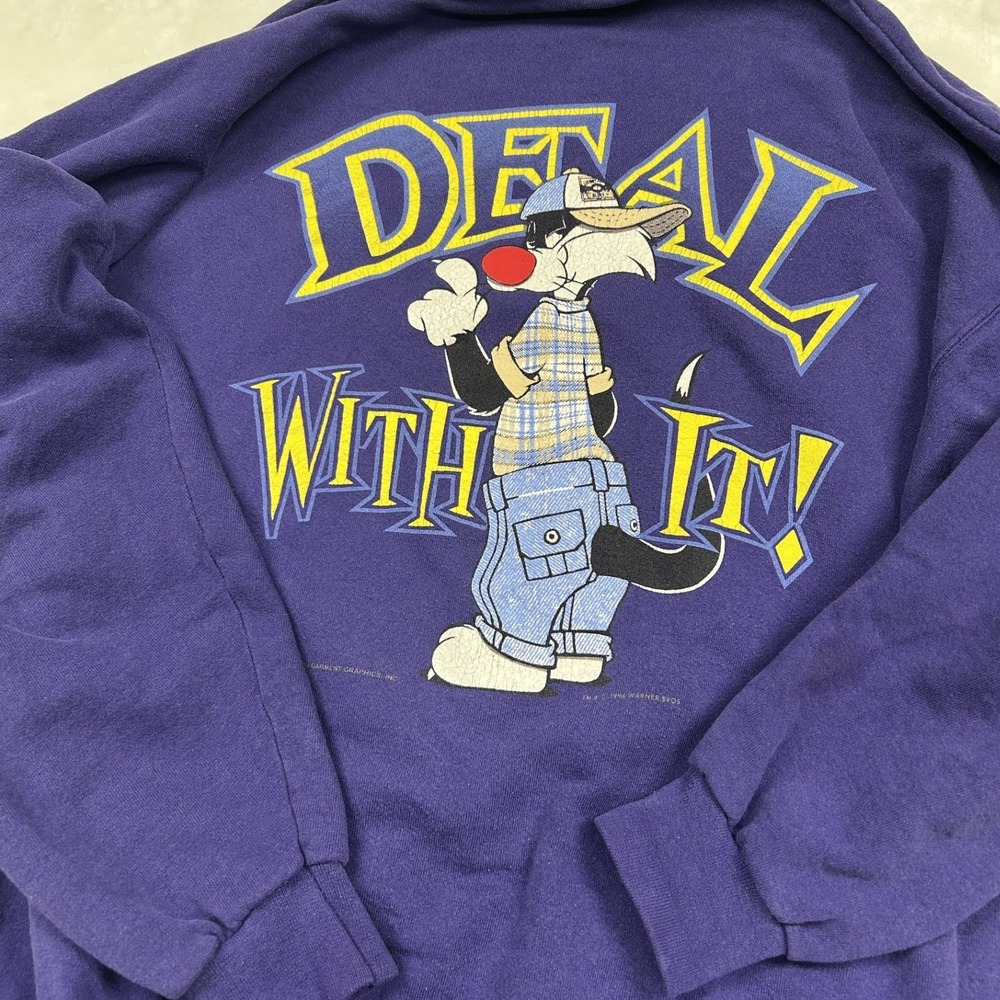 Looney Tunes Sweatshirt Mens 3XL Purple Tweety Bird What's It To Ya Vintage 90s